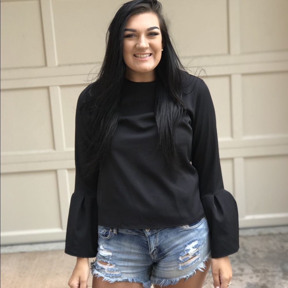 Bell Sleeve Top in Black